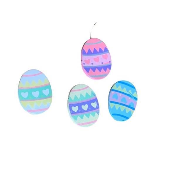 Vintage Easter Tree Colorful Wire Branches w/ 12 Original Wooden Ornaments 12" - Picture 4 of 7